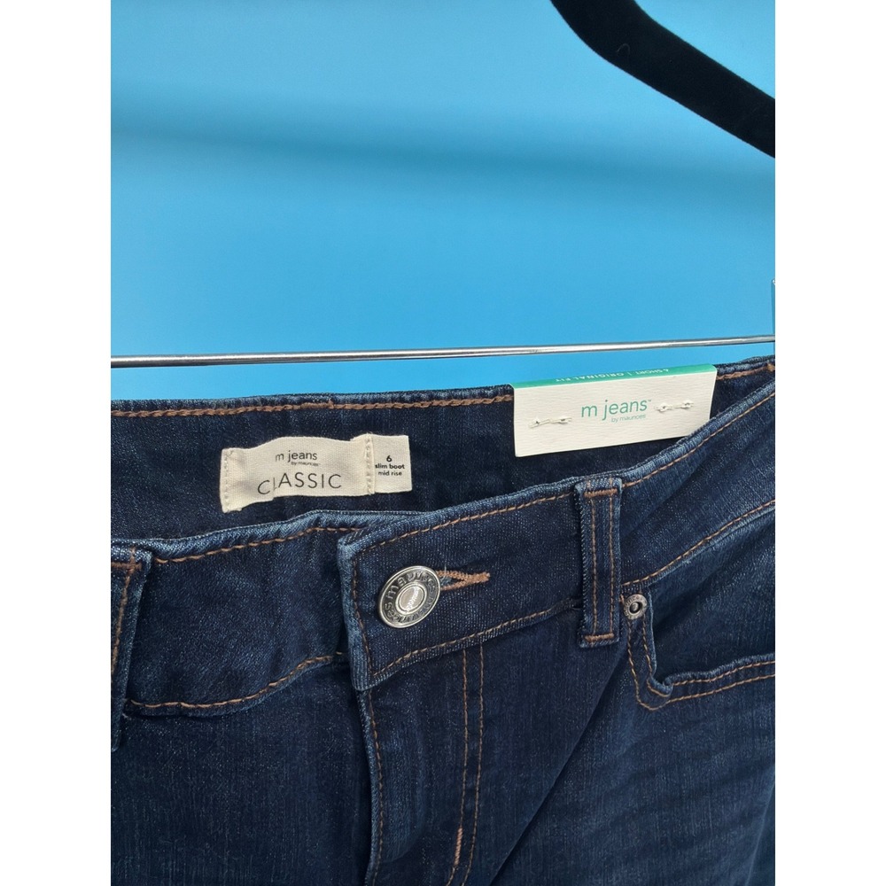 Maurices M Jeans Classic Slim Bootcut Dark Wash Mid Rise Denim Blue Size 6 Short - Picture 3 of 4